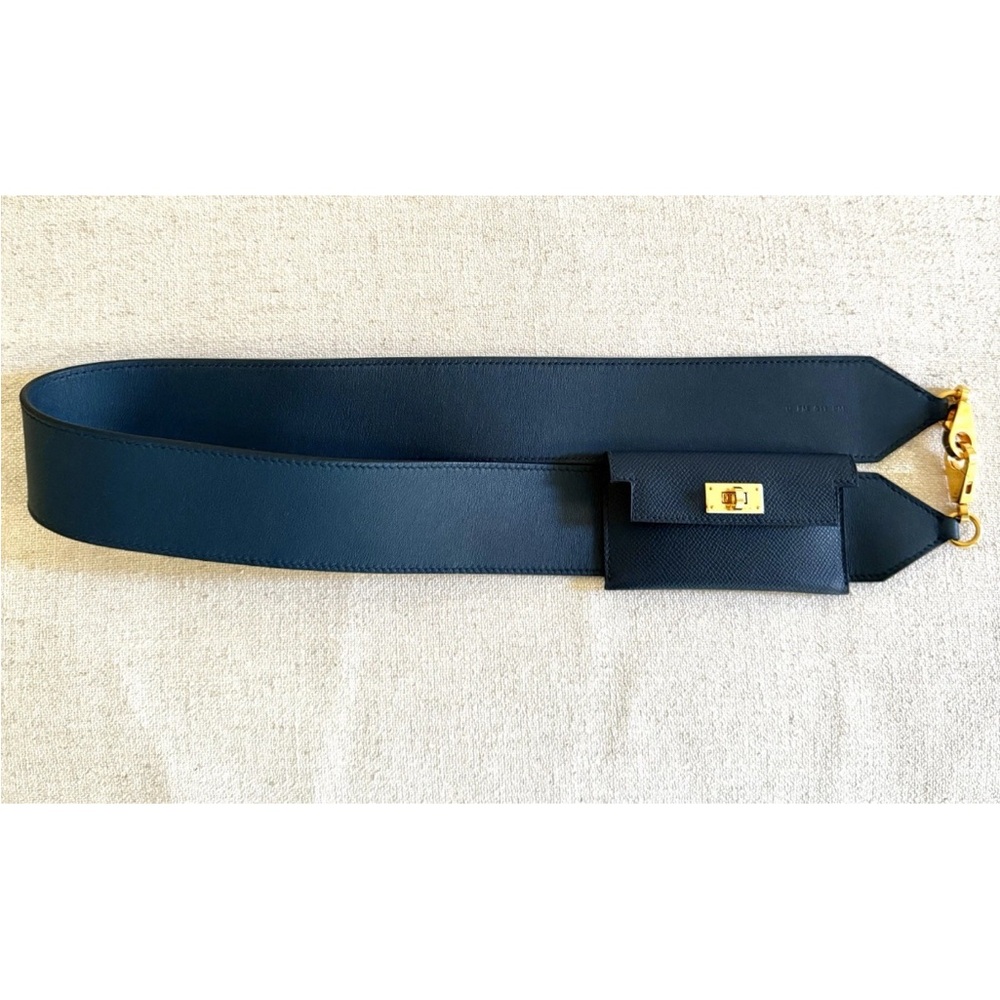 Hermes Bleu COLVERT KELLY POCKET STRAP 100% AUTH IN BOX - Picture 6 of 8